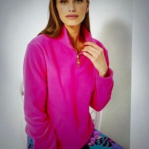 Lily Pulitzer- Noreen Hot Pink Fleece Pullover